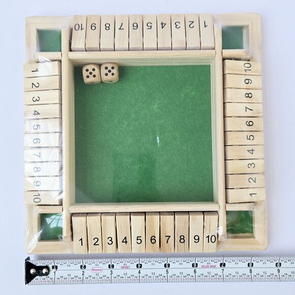 Wooden Shut The Box Family Party Porch Pub Bar Board Dice Game 4-Player Sealed - Picture 4 of 6